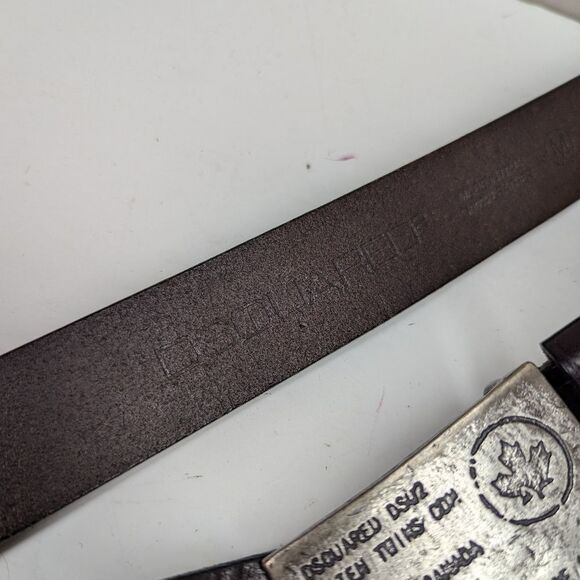 Dsquared2 Leather Belt with Maple Leaf Buckle – Size 34–38.5 – Made in Italy - Picture 4 of 9
